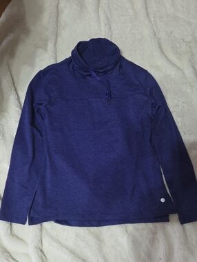 Apana Deep Purple Funnel Neck Pullover with Drawstring